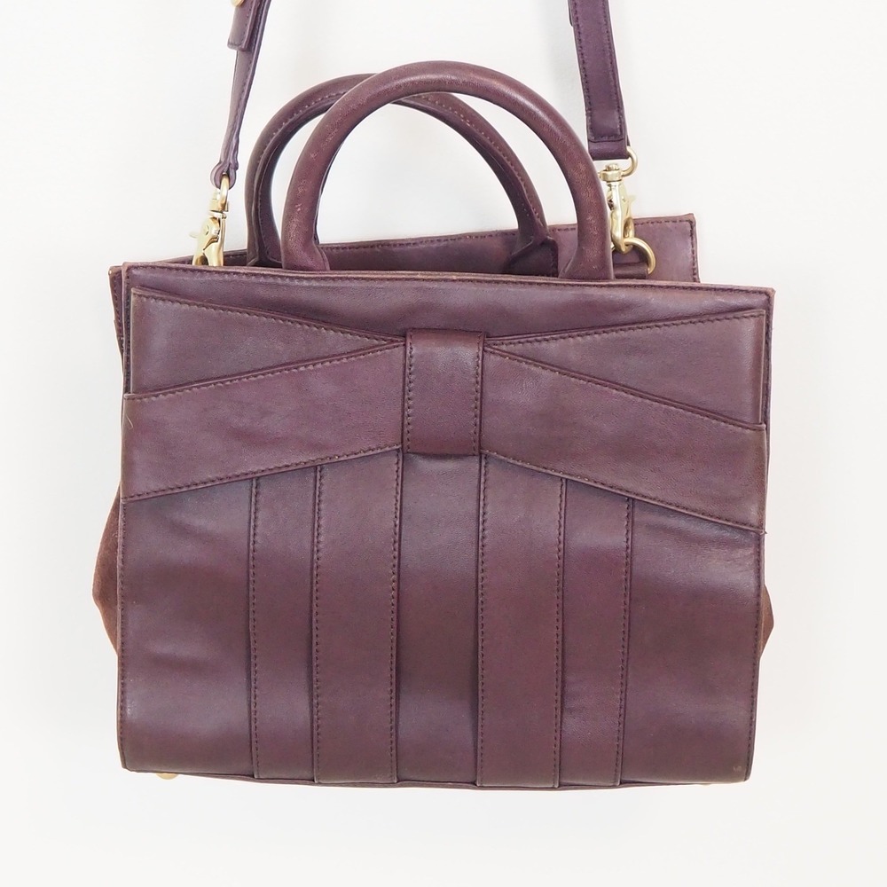 Z Spoke Shirley Satchel Zac Posen Women's Plum Purple Leather Suede Bow Handbag